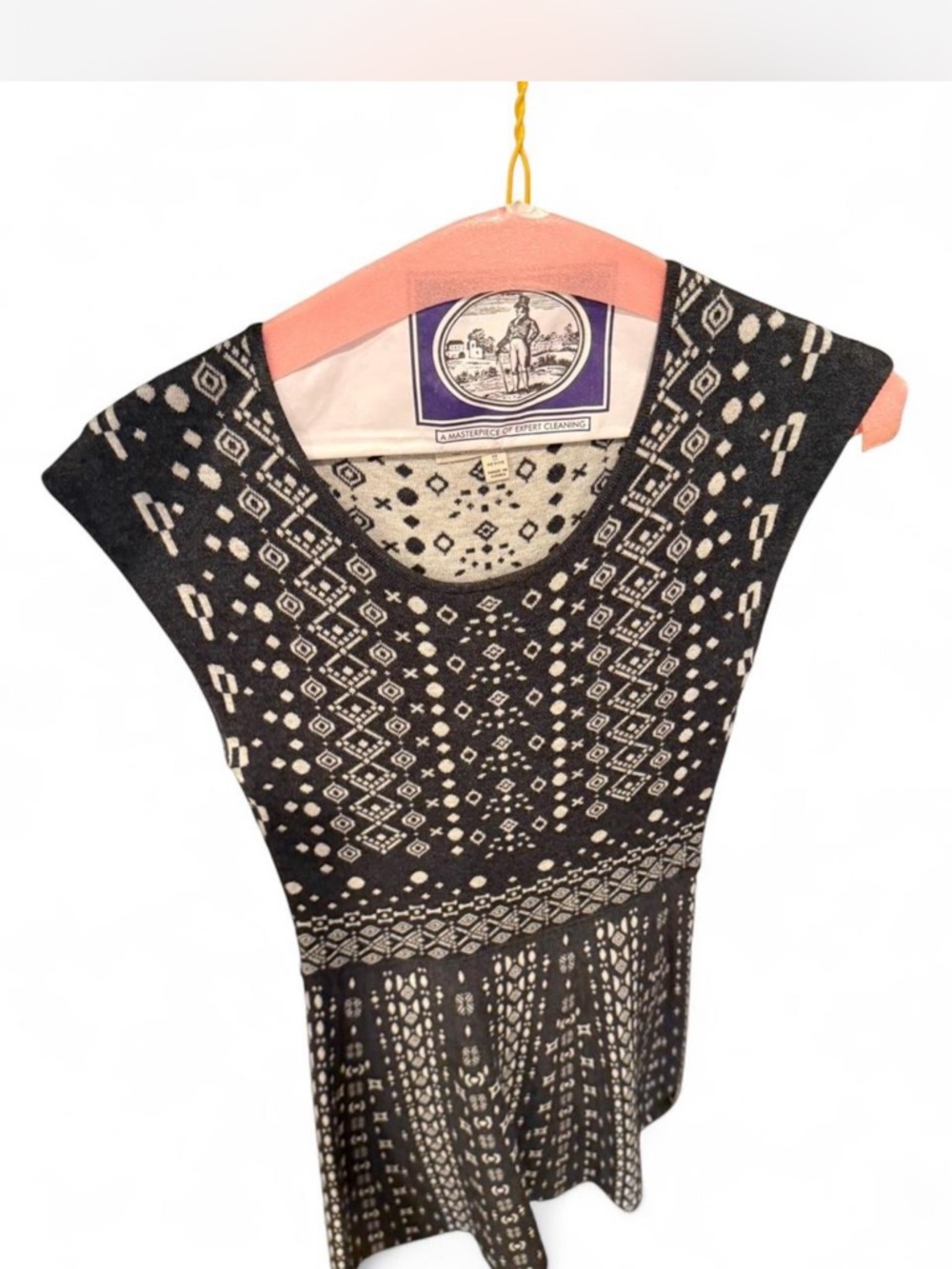 41 Hawthorn Black and Cream Geometric Dress